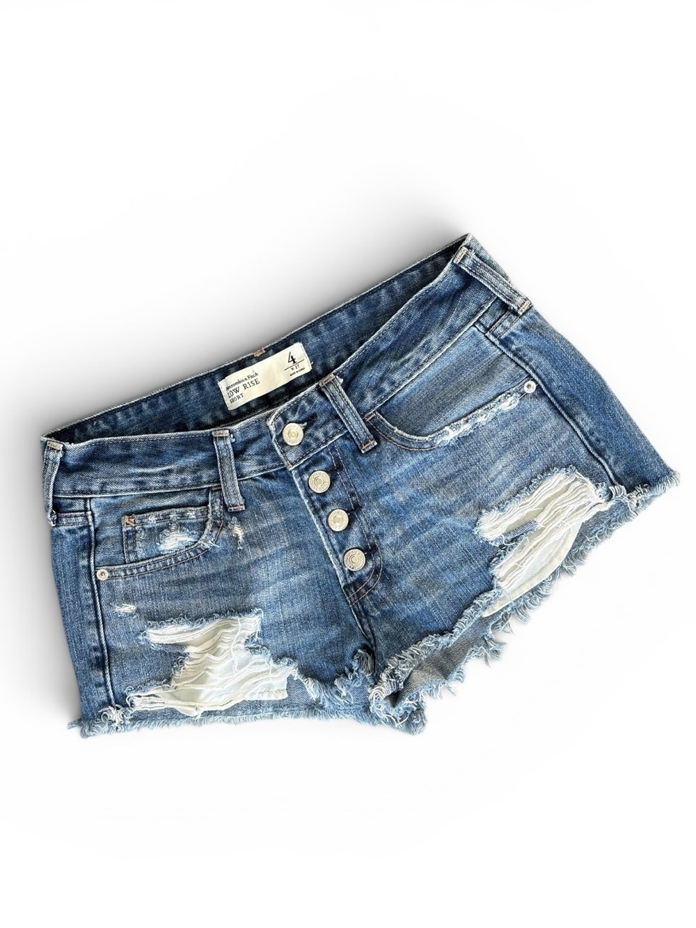 Abercrombie & Fitch Low Rise Jean Shorts Distressed Denim Size 4